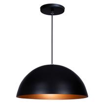 Pendente Lustre Luminária Meia Lua 30cm Preto