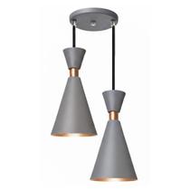 Pendente Lustre Luminária Mini Pequim 24cm Cinza Duplo