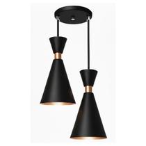 Pendente Lustre Luminária Mini Pequim 24cm Preto Duplo