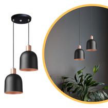 Pendente Lustre Luminária Open Preto - Duplo