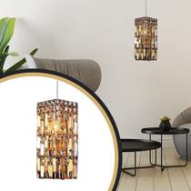 Pendente Lustre Luminaria Quadrado em Cristal Champagne JLR