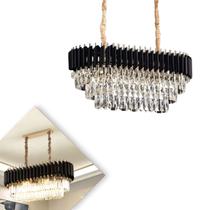 Pendente Lustre Luminaria Teto Sala Mesa Jantar Moderna Preto Cristais Clear Sindora