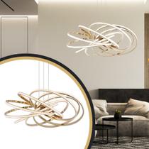 Pendente Lustre Luminaria Teto Sala Mesa Jantar Redondo Dourado Sindora