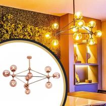 Pendente Lustre Luminaria Teto Sala Mesa Jantar Volans 10 Lâmpadas Rosê Arquitetizze