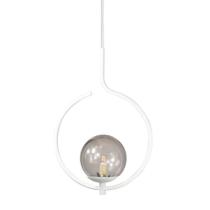 Pendente Lustre On Loop Branco Com Globo De Vidro Fumê