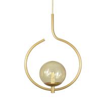 Pendente Lustre On Loop Dourado Com Globo De Vidro Ambar