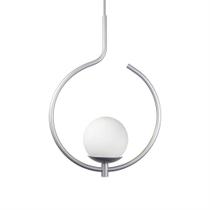Pendente Lustre On Loop Prata Com Globo De Vidro Branco