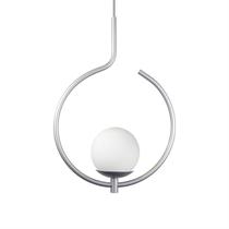 Pendente Lustre On Loop PRATA com globo de vidro BRANCO