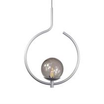 Pendente Lustre On Loop Prata Com Globo De Vidro Fumê Pendente Lustre On Loop Prata Com Globo De Vidro Fumê