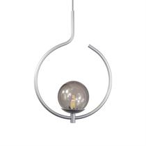 Pendente Lustre On Loop PRATA com globo de vidro FUMÊ