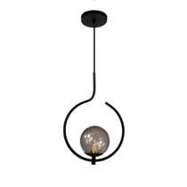 Pendente Lustre On Loop Preto Com Globo De Vidro Petro/vidro Fume Pendente Lustre On Loop Preto Com Globo De Vidro Petro/vidro Fume
