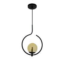 Pendente Lustre On Loop PRETO com globo de vidro