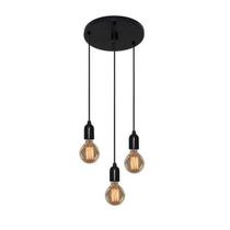 Pendente Lustre Retro 3 Fios Vintage Preto Fosco