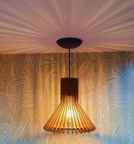 Pendente Lustre Sala De Estar Rústico Decorativo Madeira 25cm