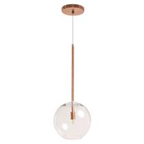 Pendente Lux Cobre Rose Gold Globo Vidro 20Cm + Led