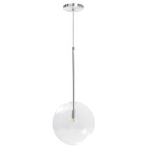Pendente Lux Escovado Globo Vidro Cristal 25Cm + Led