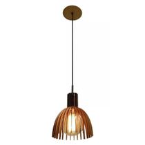 Pendente Madeira Taça 24x21cm 1 Lâmpada Natural - TKS Pendente Madeira Taça 24x21cm 1 Lâmpada Natural - TKS