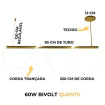 Pendente Mangueira Corda Led 95cm Preto 60W 3.000K Bivolt