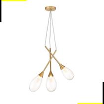 PENDENTE MAYLA - LT005CL - OURO FOCO + VIDRO TRANSPARENTE 55cm 3xG9 STARLUX