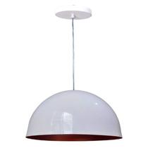 Pendente Meia Esfera Branco E Cobre Para 1 Lâmpada E27 Reue