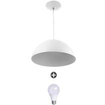 Pendente Meia Lua 30 Alumínio Branco Com Lampada Pendente Meia Lua 30 Alumínio Branco Com Lampada