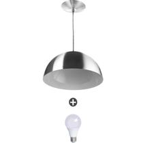 Pendente Meia Lua 30 Alumínio Escovado Com Lampada