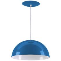 Pendente Meia Lua 34cm Luminária Alumínio Azul Royal - Rei da Iluminação