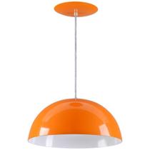 Pendente Meia Lua 34cm Luminária Alumínio Laranja - Rei da Iluminação Pendente Meia Lua 34cm Luminária Alumínio Laranja - Rei da Iluminação