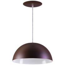 Pendente Meia Lua 34cm Luminária Alumínio Marrom Tabaco Textura - Rei da Iluminação
