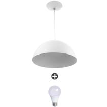 Pendente Meia Lua 40 Alumínio Branco Com Lampada Pendente Meia Lua 40 Alumínio Branco Com Lampada