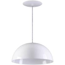 Pendente Meia Lua 40cm Luminária Alumínio E27 Branco Fosco
