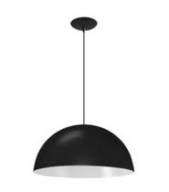 Pendente Meia Lua Domus 40Cm Alumínio Preto Com Interior Branco
