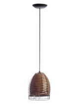 Pendente Meia Taça Junco Avelã com Detalhe em alumínio Pendente Meia Taça Junco Avelã com Detalhe em alumínio