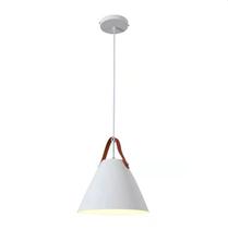 Pendente Metal Branco Com Couro Marrom Moderno Nitrolux Pendente Metal Branco Com Couro Marrom Moderno Nitrolux