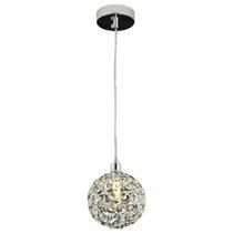 Pendente Metal Cromado Com Globo Cristal 12cm 1 Lâmpada G9 Sindora