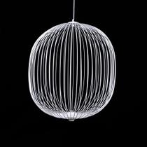 Pendente Metal Gaiola Traços Vertical Redonda Luxo