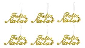 Pendente Mini Placa Feliz Natal Enfeite Para Árvore 24 Peças Dourado - Rio Master