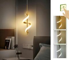 Pendente Minimalista Led Espiral Moderno Dourado Cabeceira L