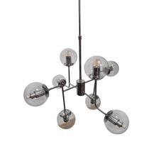 Pendente Moderno 8 Lâmp 73cm Cromado Com Cúpulas de Vidro BL