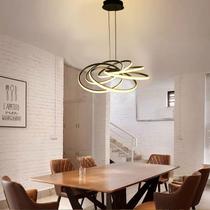 Pendente Moderno Circulos Preto 60cm Led 80W 3200K Bivolt Pendente Moderno Circulos Preto 60cm Led 80W 3200K Bivolt
