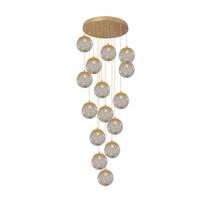 Pendente Moderno Dourado 15 Globos Pé Direito Duplo Escada Pendente Moderno Dourado 15 Globos Pé Direito Duplo Escada