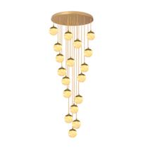 Pendente Moderno Dourado 18 Globos Pé Direito Duplo Escada