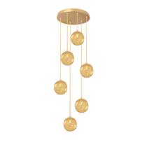 Pendente Moderno Dourado 36cm 6 Globos Pé Direito Alto Sala Vão de Escada Pendente Moderno Dourado 36cm 6 Globos Pé Direito Alto Sala Vão de Escada