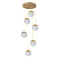 Pendente Moderno Dourado 36cm 6 Globos Pé Direito Alto Sala Vão de Escada Pendente Moderno Dourado 36cm 6 Globos Pé Direito Alto Sala Vão de Escada