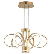 Pendente Moderno Dourado 50cm Led 60W 3 em 1 Bivolt