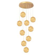 Pendente Moderno Dourado 50Cm Pé Direito Alto Sala Escada Vi Pendente Moderno Dourado 50Cm Pé Direito Alto Sala Escada Vi