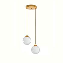 Pendente Moderno Dourado Globo Duplo P/ Sala Espaço Gourmet Pendente Moderno Dourado Globo Duplo P/ Sala Espaço Gourmet