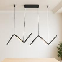 Pendente Moderno Duplo Preto Geométrico LED Suspenso para Sala de Jantar