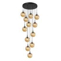 Pendente Moderno Glass 60cm 12 Vidros Âmbar 20cm C Lâmp. Led Pendente Moderno Glass 60cm 12 Vidros Âmbar 20cm C Lâmp. Led