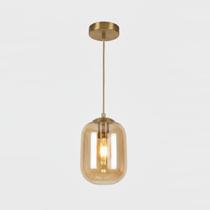 Pendente Moderno Glass Dourado Vidro Âmbar Bivolt E27